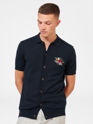 Ben Sherman B by Ben Sherman London Rebels Polo-kaula-aukkoinen Villapaita Laivastonsininen | 6095-XLENF