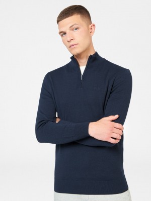 Ben Sherman Merino Half-Zip Neuleet Laivastonsininen | 6128-AIBGY