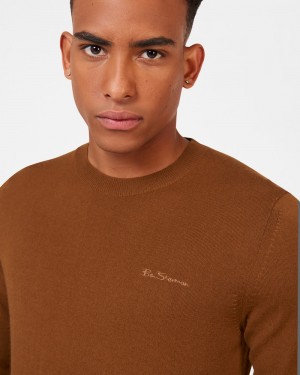 Ben Sherman Signature Merino Crewneck Neuleet Ruskea | 4908-LWOQR