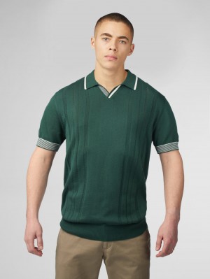 Ben Sherman Signature Open Neck Polo Neuleet Vihreä | 0395-CUDIS