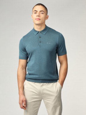 Ben Sherman Signature Short Sleeve Polo Neuleet Turkoosi | 8472-XGLYM