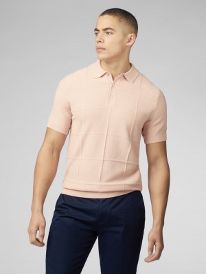 Ben Sherman Signature Textured Polo Neuleet Pinkki | 5104-OWAJQ