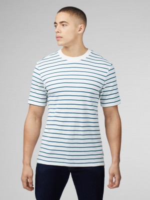 Ben Sherman Signature Waffle Stripe T-Paita Valkoinen | 4759-XZRIT