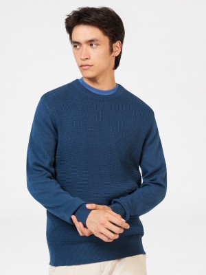 Ben Sherman Textured Crewneck Neuleet Indigo | 8231-NABQJ