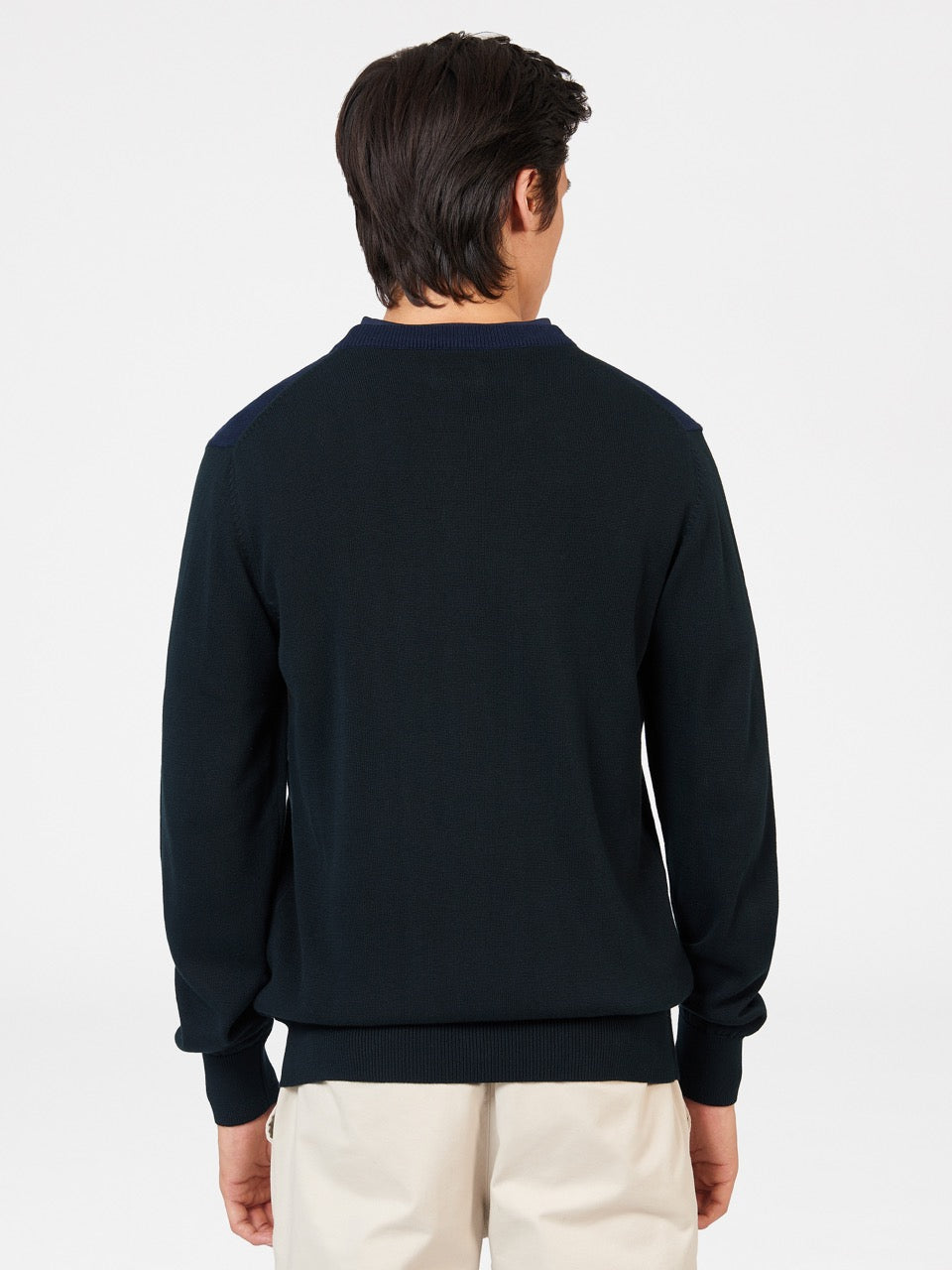 Ben Sherman Chest Stripe Crewneck Neuleet Mustat | 7341-RGHNW