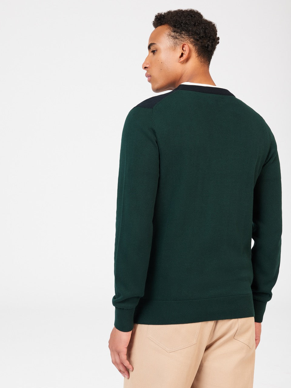 Ben Sherman Chest Stripe Crewneck Neuleet Tummanvihreä | 7928-QFKCD