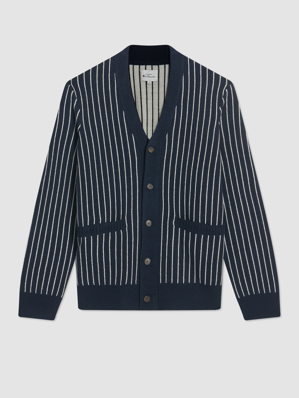 Ben Sherman Jacquard Stripe Cardigan Neuleet Laivastonsininen | 2196-VMRAN