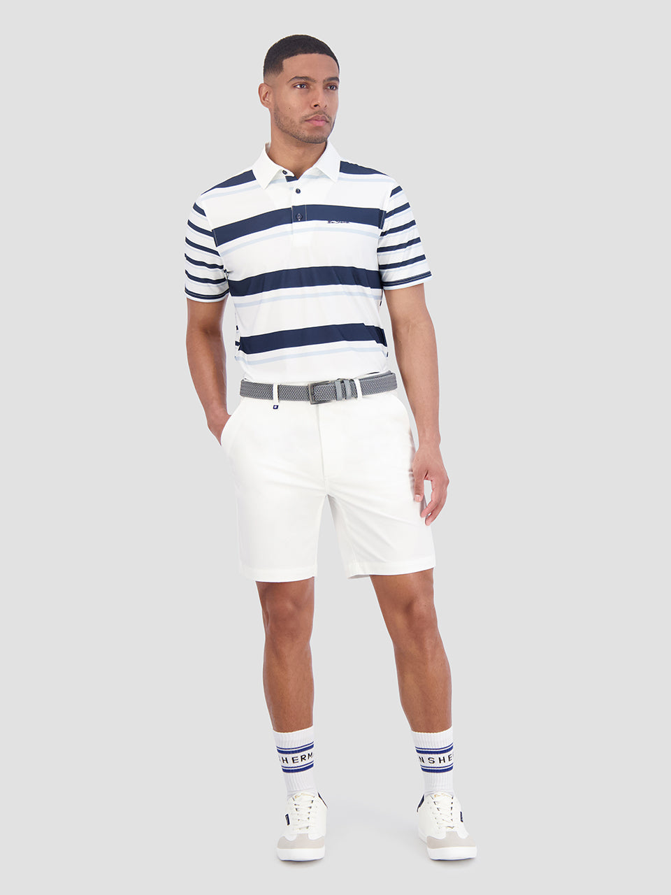 Ben Sherman Mixed Mod Stripes Tech Jersey Sports Fit Pikeepaita Sininen | 5287-IOLCD