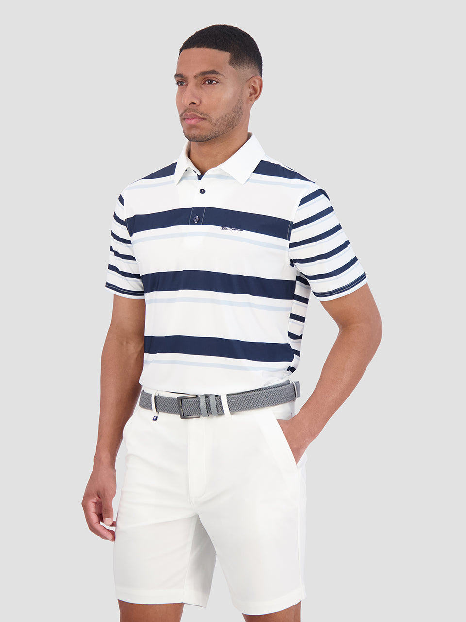 Ben Sherman Mixed Mod Stripes Tech Jersey Sports Fit Pikeepaita Sininen | 5287-IOLCD