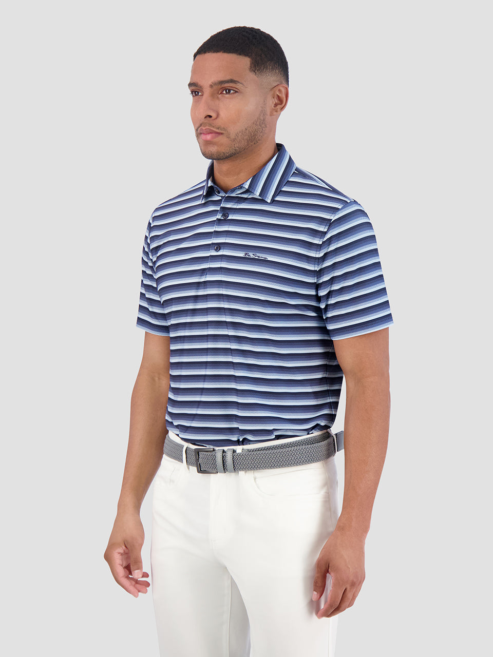 Ben Sherman Multi Stripe Tech Jersey Sports Fit Pikeepaita Laivastonsininen | 7135-NUERO