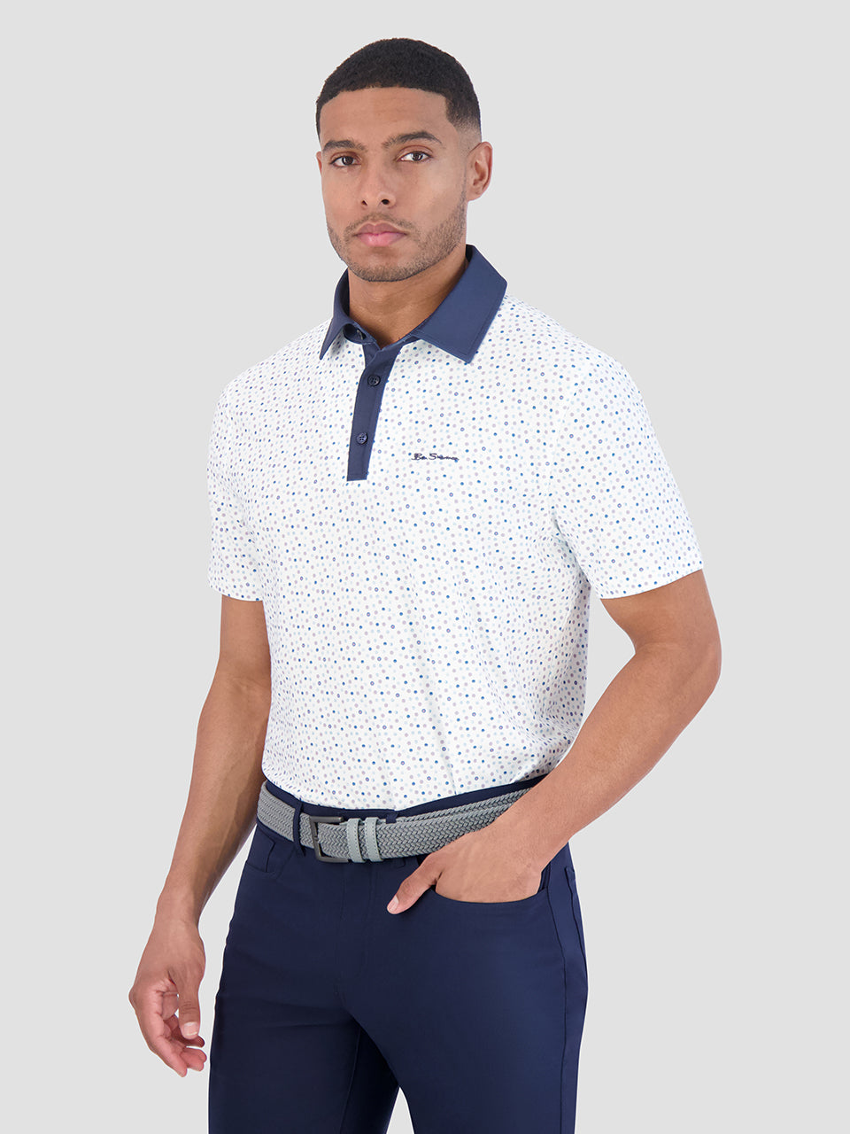 Ben Sherman Polka Dots Tech Jersey Sports Fit Pikeepaita Valkoinen | 3094-GSQFA