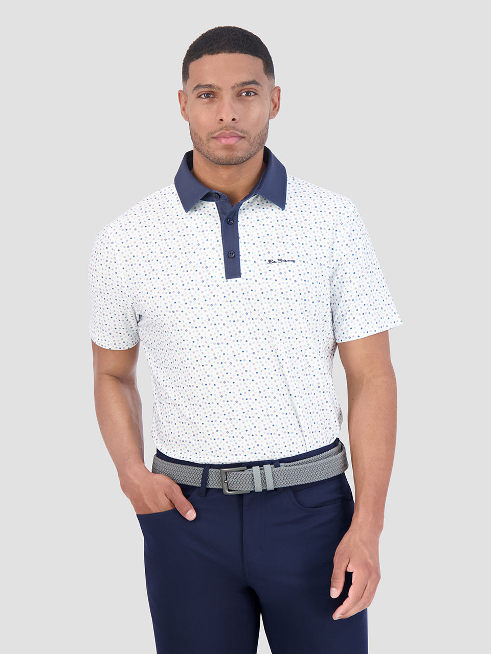 Ben Sherman Polka Dots Tech Jersey Sports Fit Pikeepaita Valkoinen | 3094-GSQFA