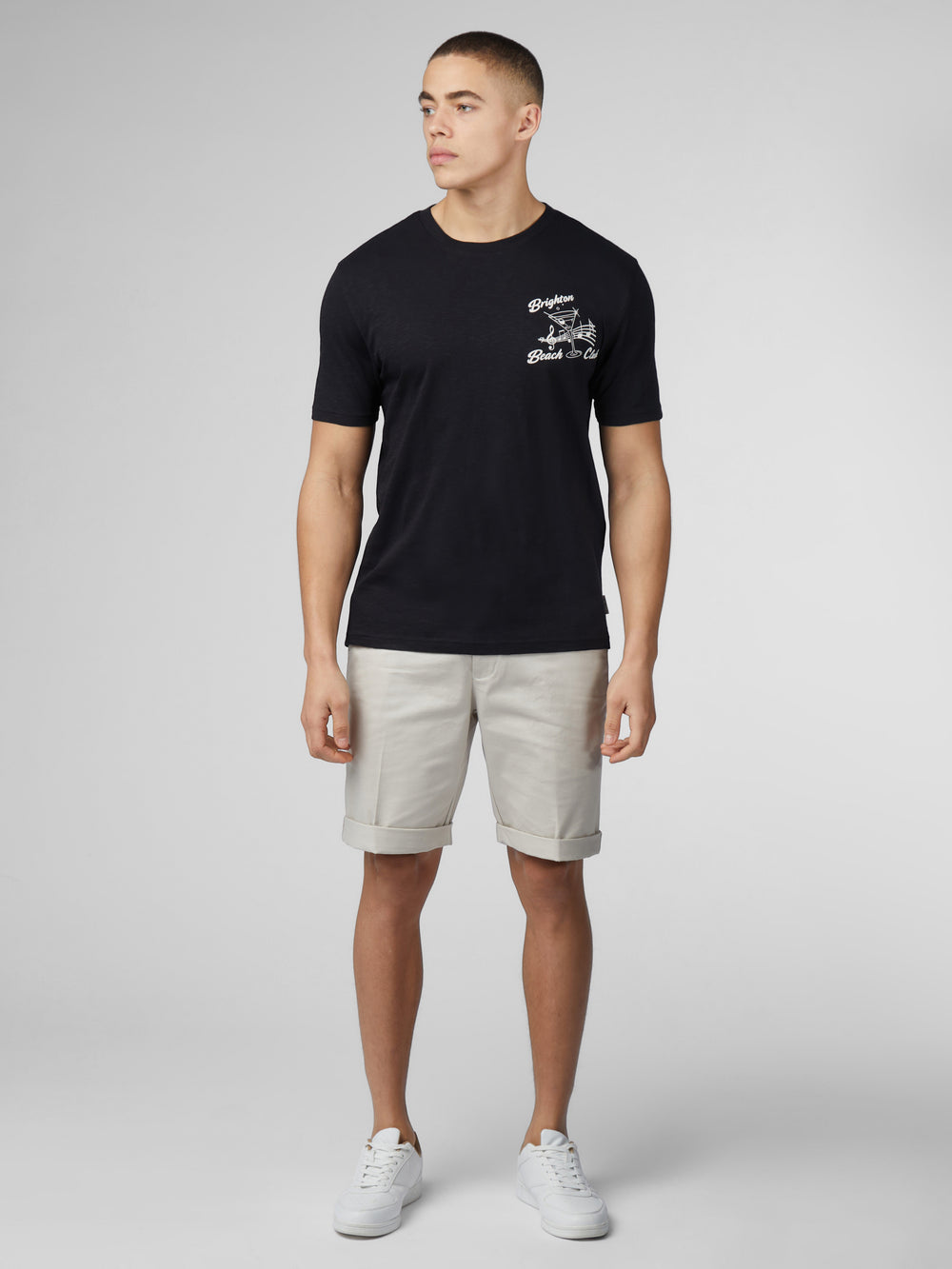 Ben Sherman Signature Brighton Beach Club T-Paita Mustat | 1278-ECZBU