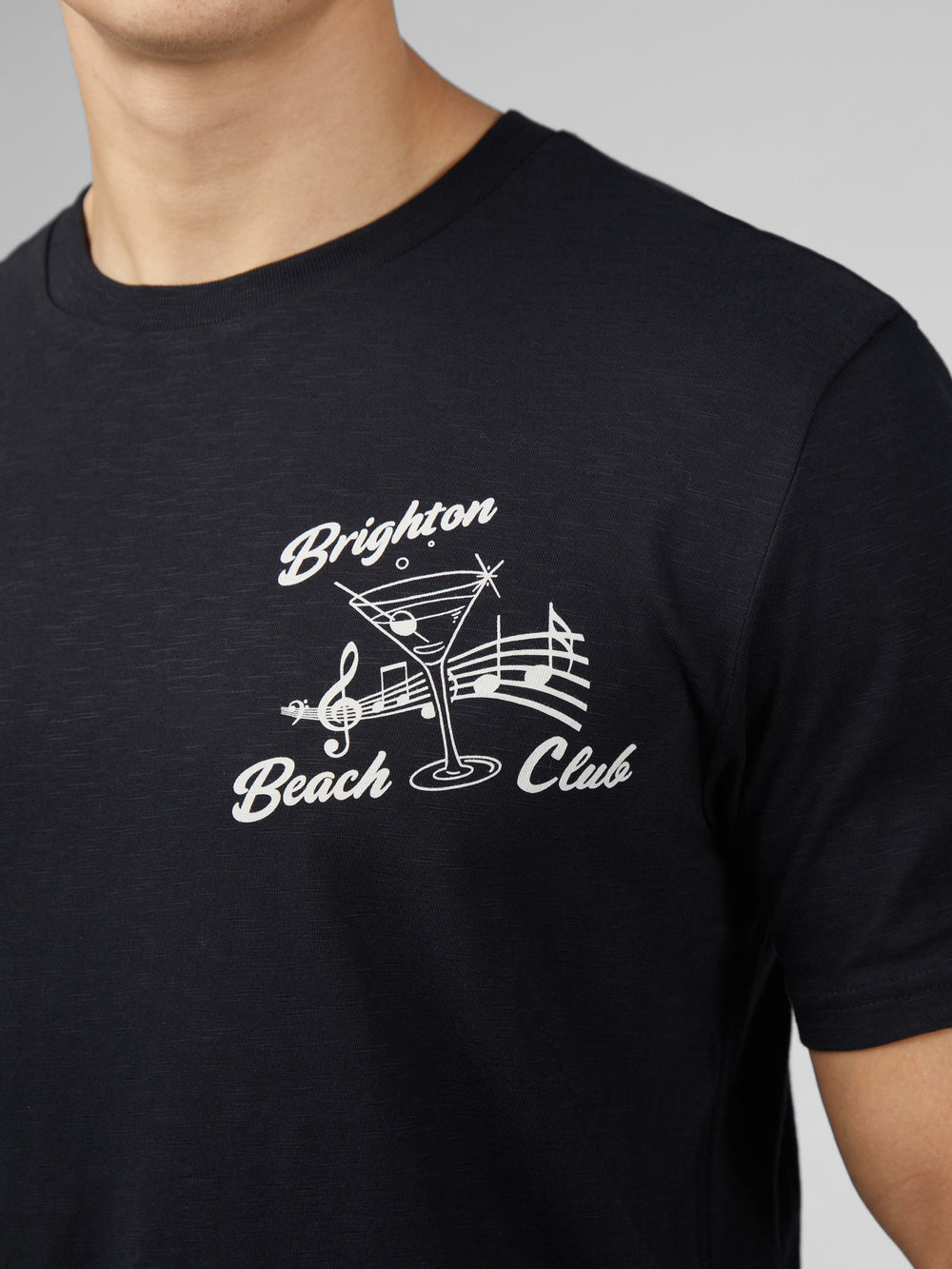 Ben Sherman Signature Brighton Beach Club T-Paita Mustat | 1278-ECZBU