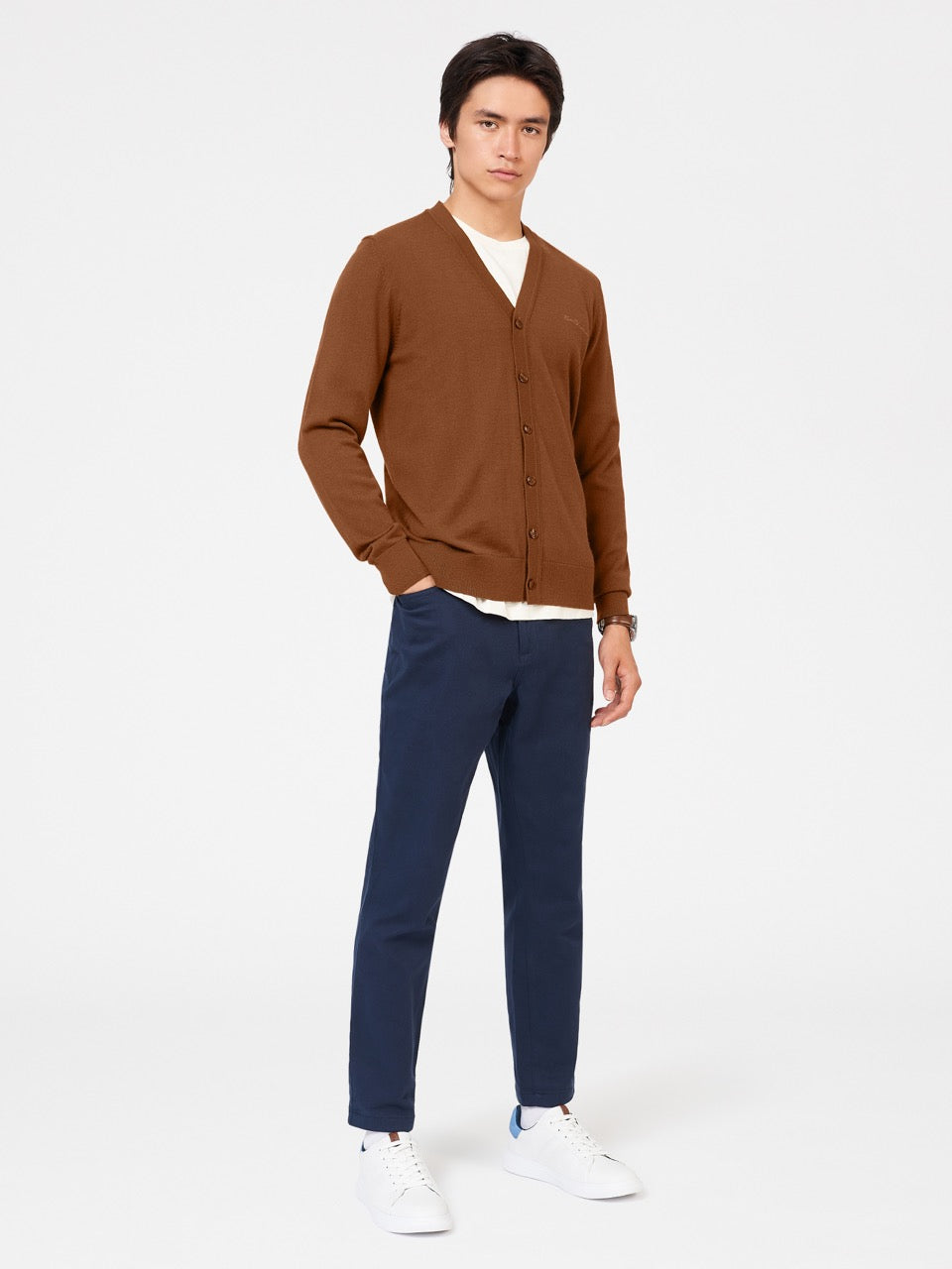 Ben Sherman Signature Merino Cardigan Neuleet Ruskea | 2618-KPBZJ