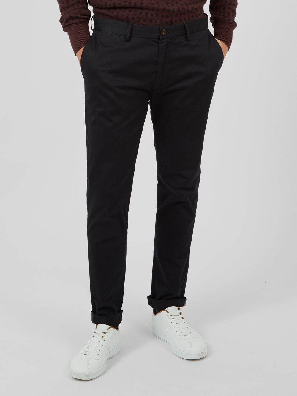 Ben Sherman Signature Skinny Stretch Chino Housut Mustat | 7893-YQWMZ