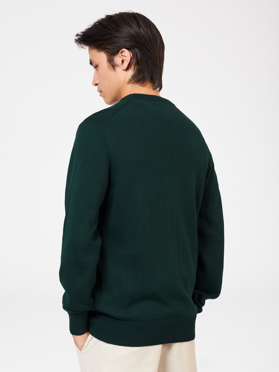 Ben Sherman Textured Crewneck Neuleet Tummanvihreä | 6235-BZHMX